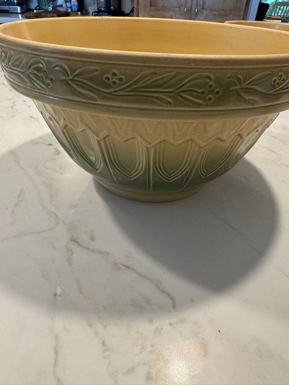 Over and Back Yellow Ware Large Mixing Bowl 10.5" Ceramic Yellow Green Gothic